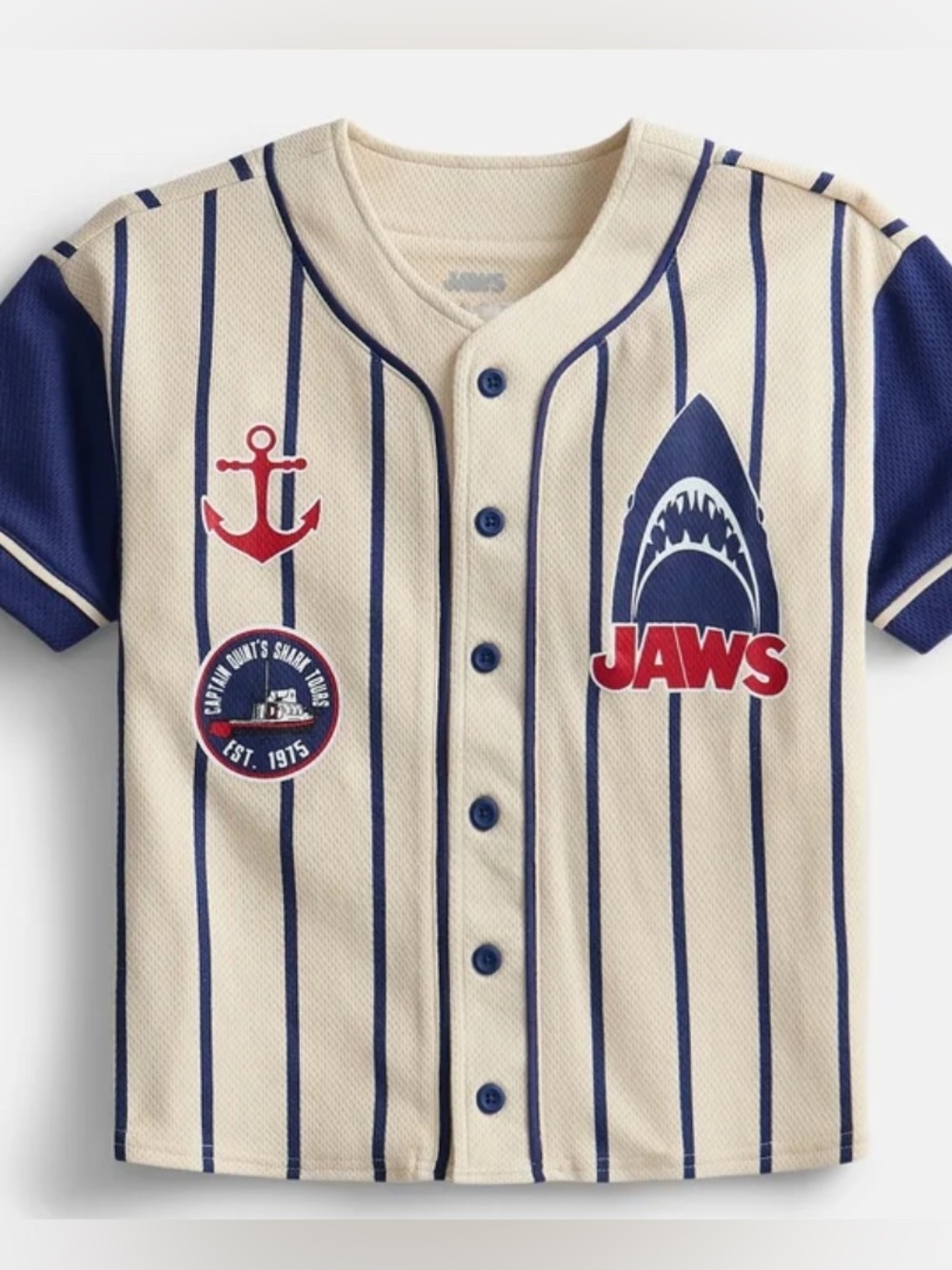 Jaws Grapic baseball Jersey for boys (or girls) Sz 10/12.